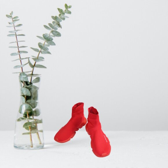 Designer Styling Red Knit Sock Speed Trainer, Size 9.5/10 - Picture 1 of 12
